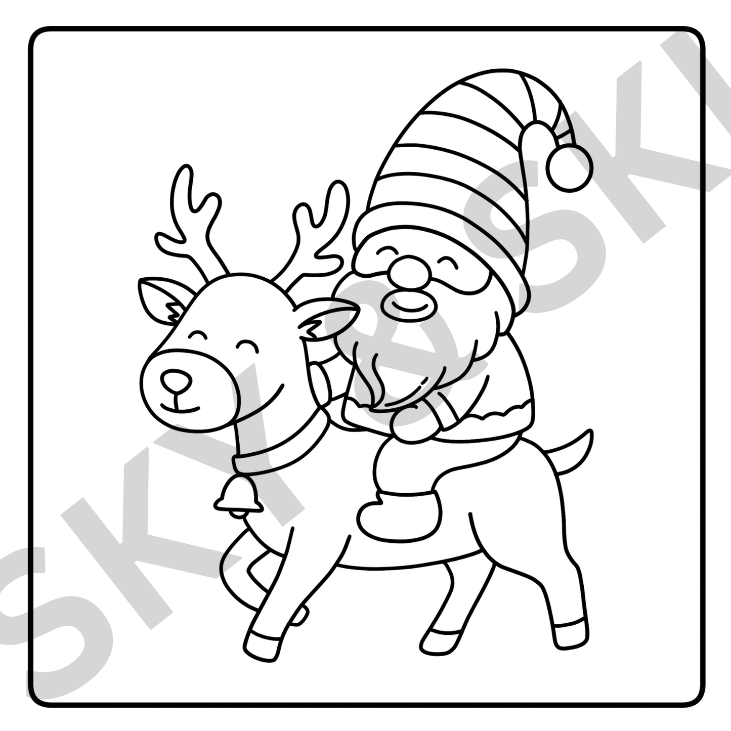 Christmas Gnome X6 hand drawn images digital download