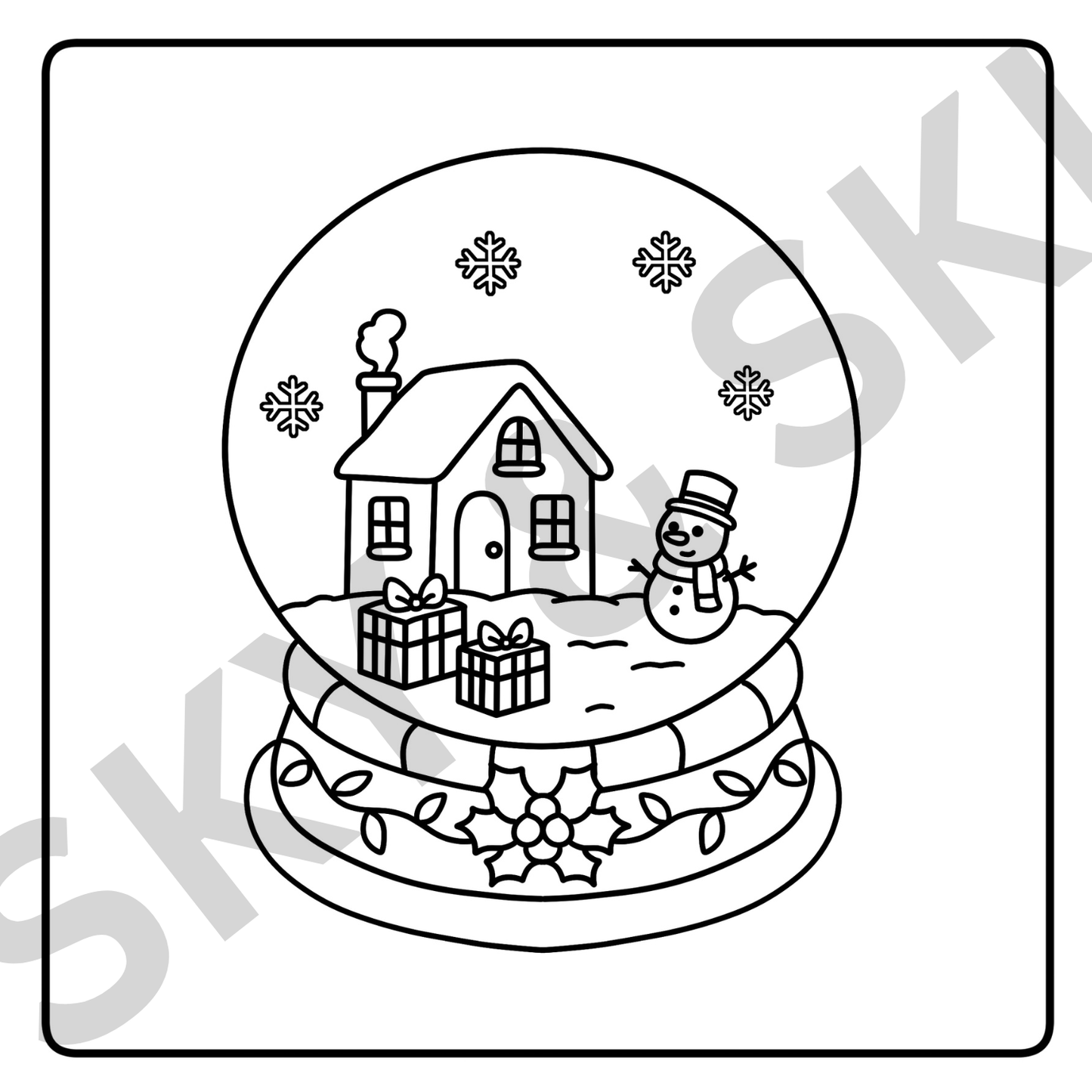 Christmas snow globe X6 hand drawn images digital download