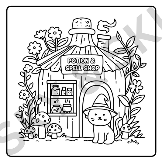 Halloween Shop X6 hand drawn images digital download