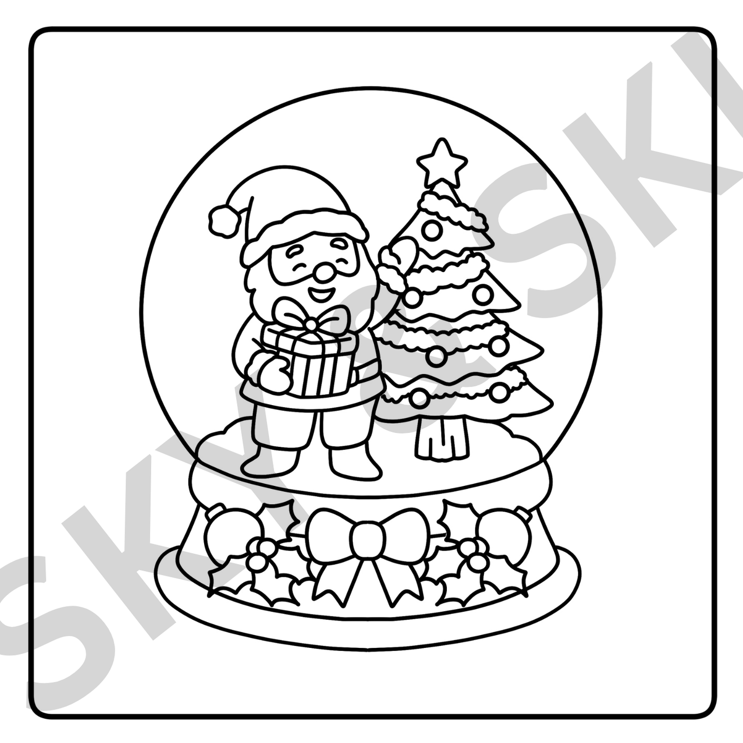 Christmas snow globe X6 hand drawn images digital download