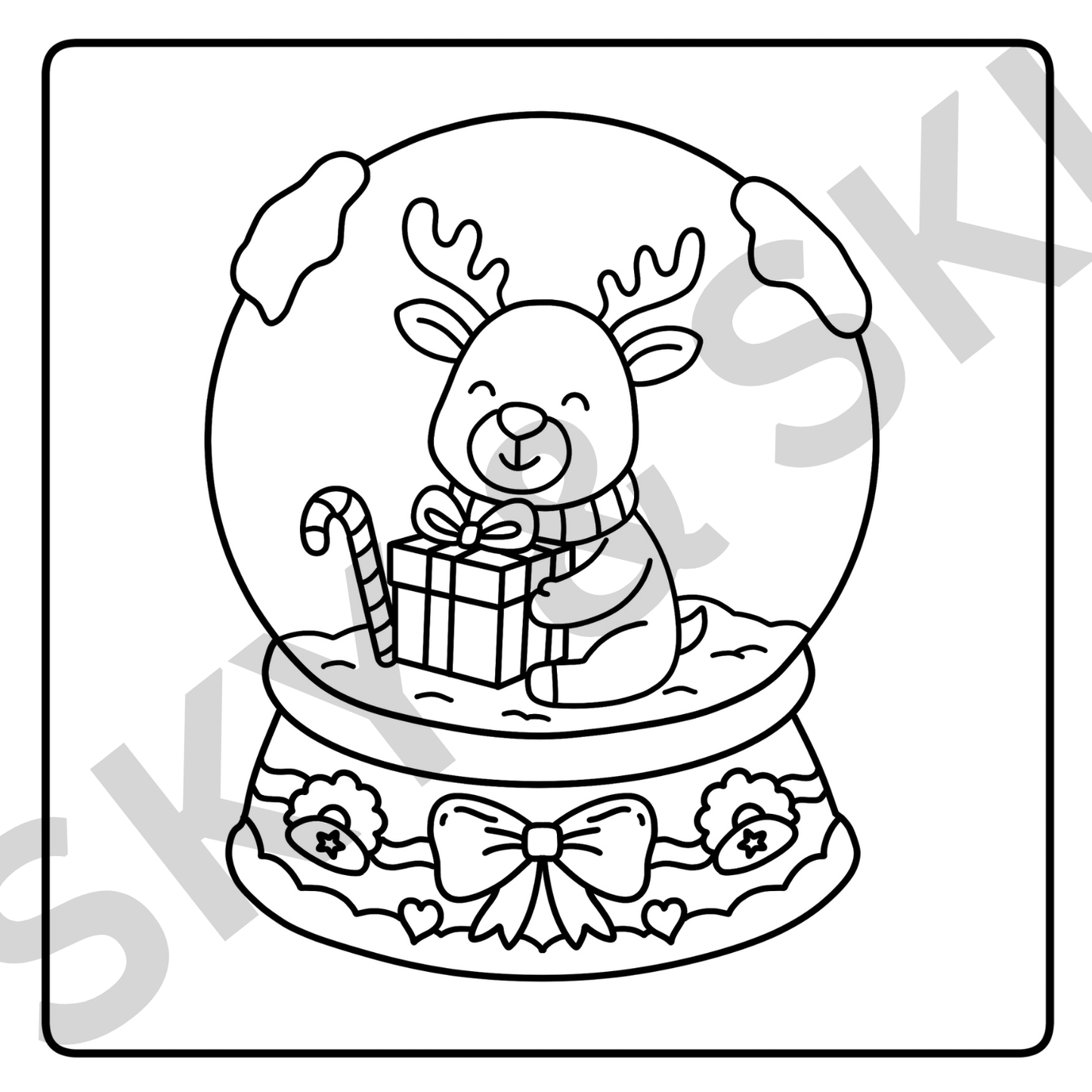 Christmas snow globe X6 hand drawn images digital download