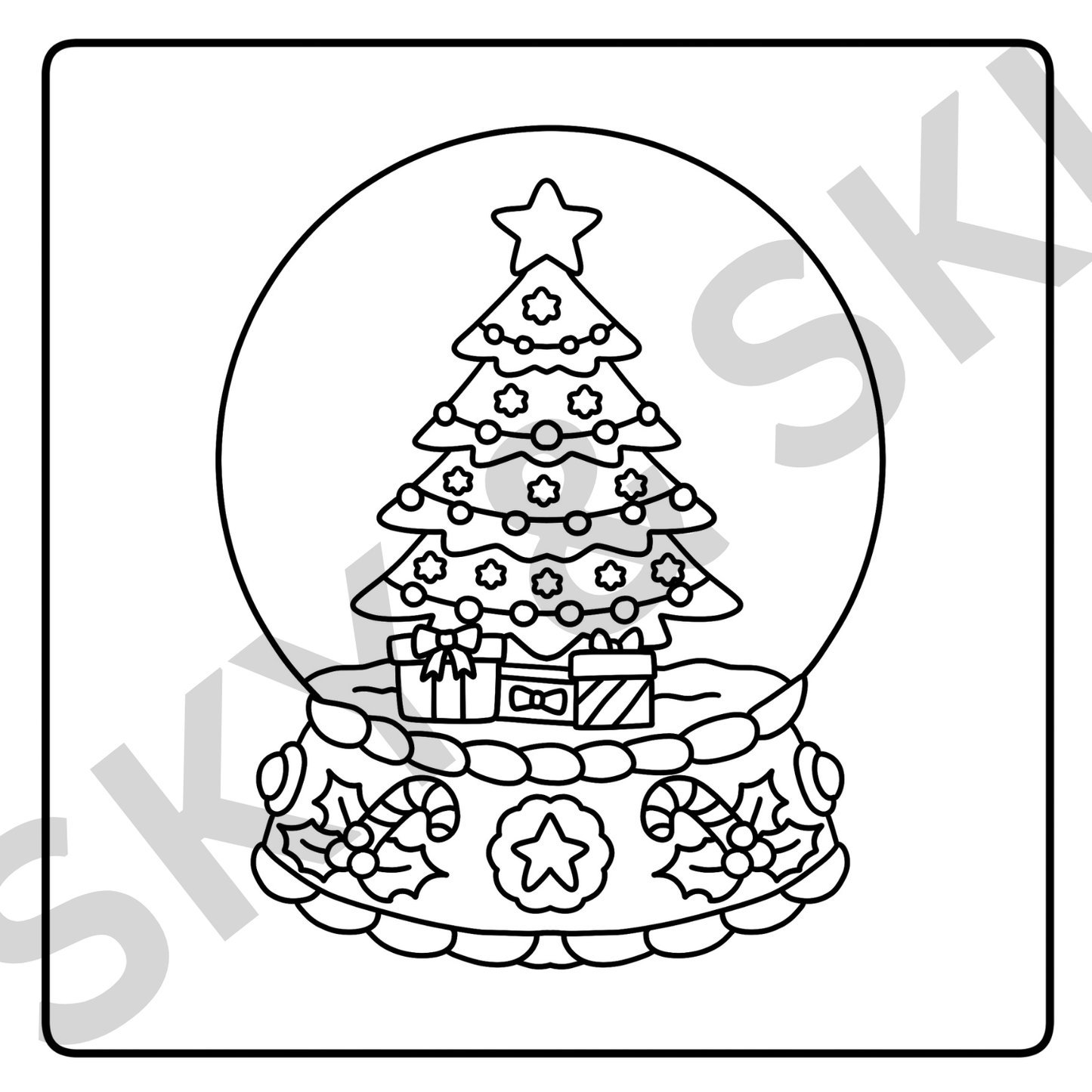 Christmas snow globe X6 hand drawn images digital download