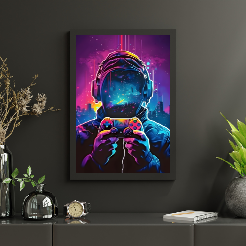 Neon Gaming Wall Art Poster