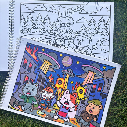 Chaos Set, Fuzzy Apocalypse The End Is Nigh Colouring Book Card + Sticker Set