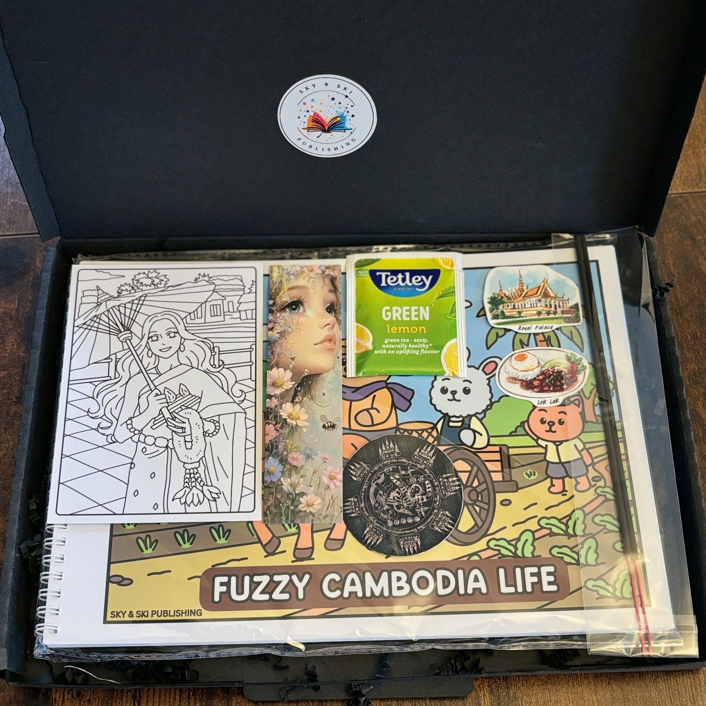 Khmer Set Fuzzy Cambodia Life Bold and Easy Colouring Book, Card + Sticker Set
