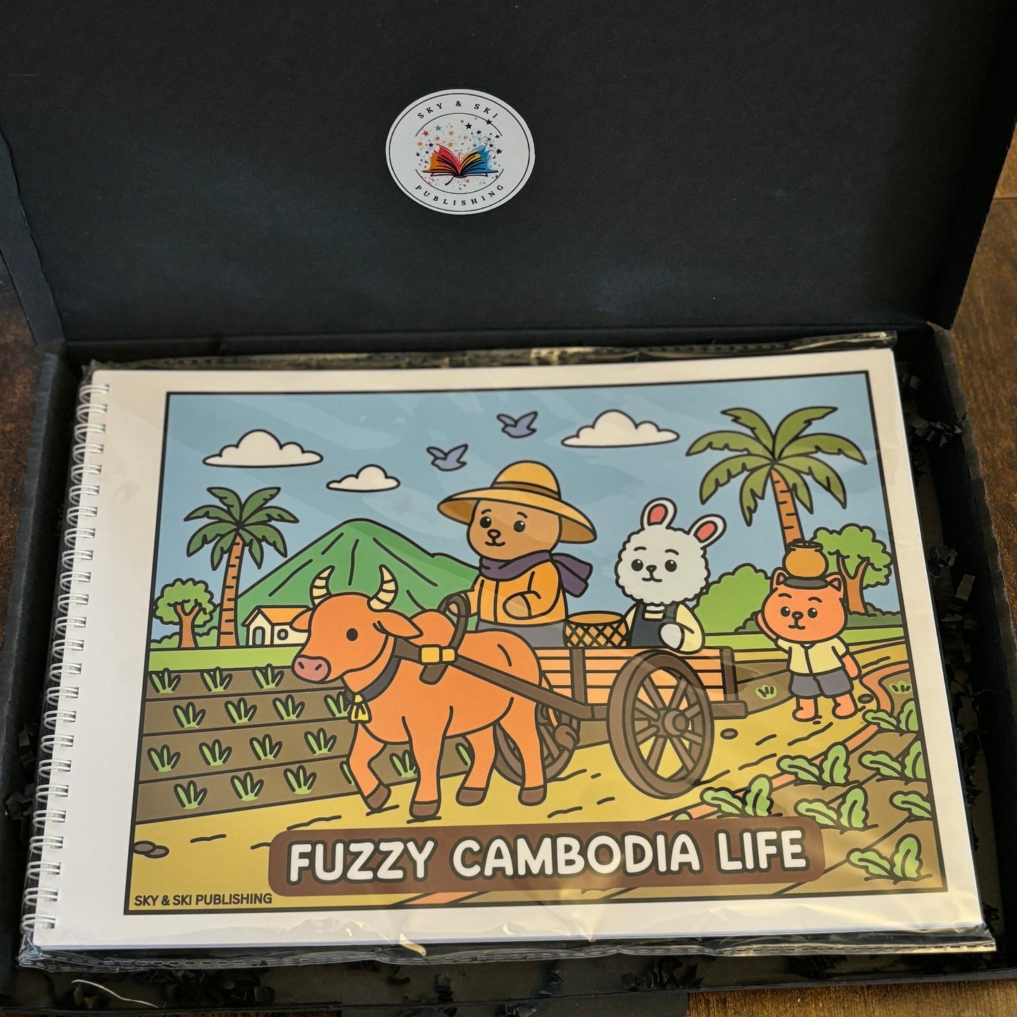Khmer Set Fuzzy Cambodia Life Bold and Easy Colouring Book, Card + Sticker Set