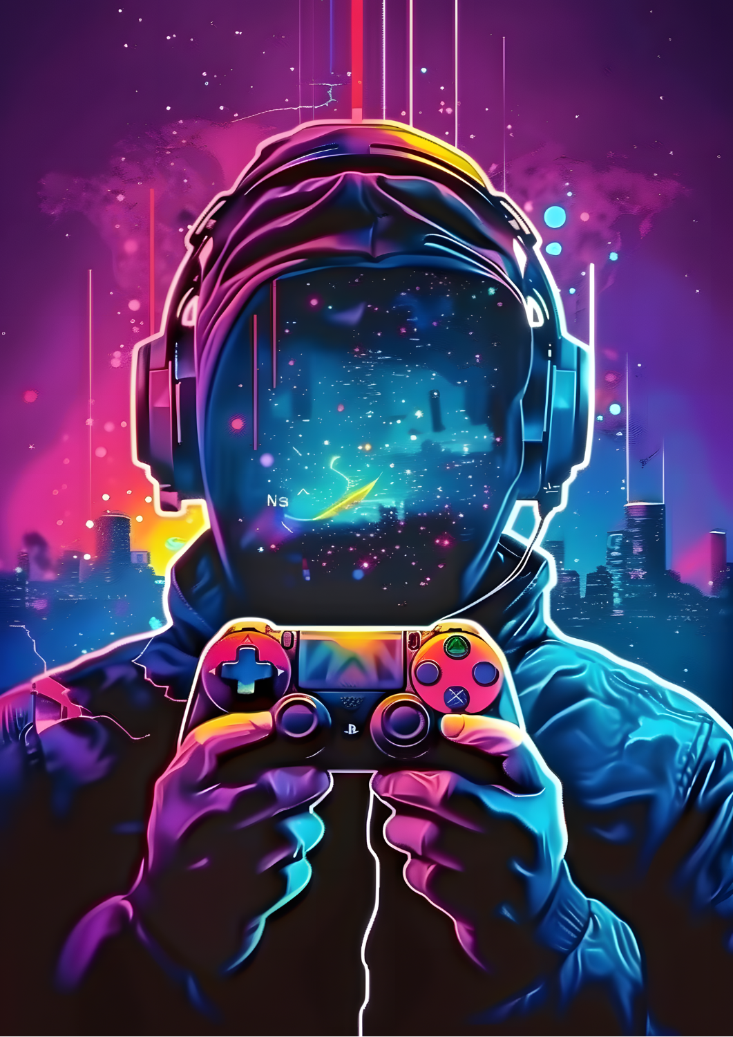 Neon Gaming Wall Art Poster