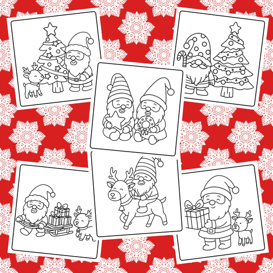 Christmas Gnome X6 hand drawn images digital download