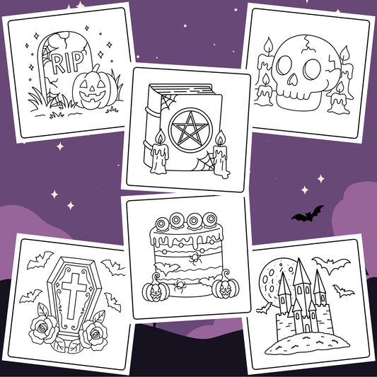 Happy Halloween X6 hand drawn images digital download