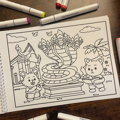 Fuzzy Cambodia Life Bold and Easy Colouring Book